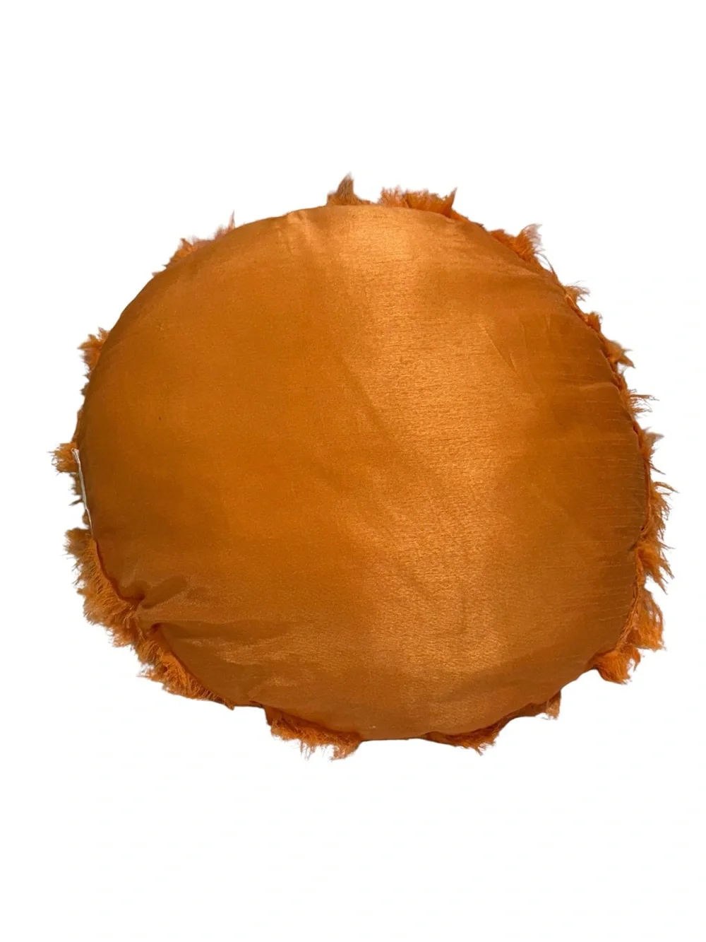 Orange Faux Fur Round Decorative Pillow - Home Accents- 13” diameter